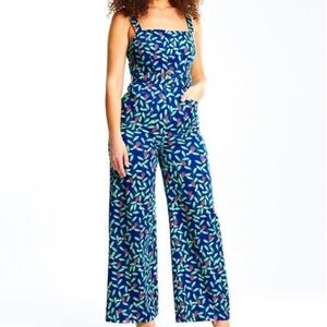 COLLECTIF Olympia Square Neck Belted Strawberry Vine Jumpsuit Size Small (6)